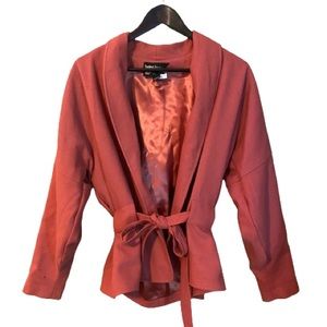 Vintage alpaca wool salmon coloured jacket hand knit in Peru